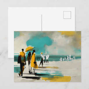 Carte Postale Promenade Ensoleillée – Figures Abstraites Dans Un