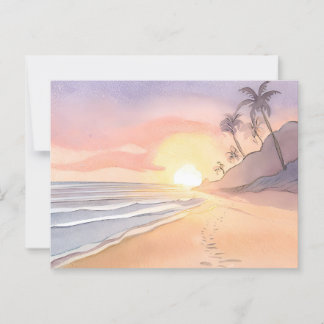 Carte Postale Promenade sur la Plage | Aquarelle Océan