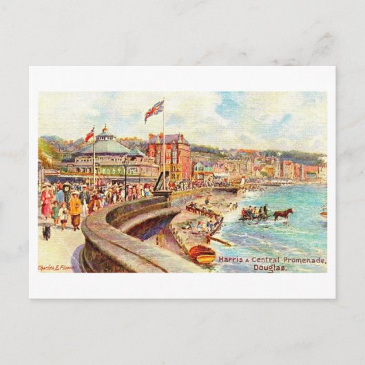 Carte Postale Promenade Vintage, Douglas, Île de Man (Devant)