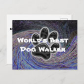 Carte Postale Promeneur de chiens de classe mondiale Empreinte d (Devant / Derrière)