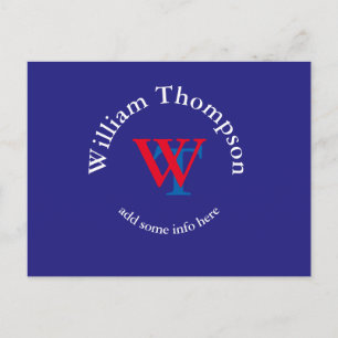 Carte Postale promote yourself logo monogram red/blue