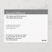 Carte postale promotionnelle des artistes (Dos)