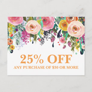 Carte postale Promotions Florales Peintes