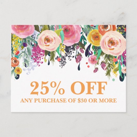 Carte postale Promotions Florales Peintes (Devant)