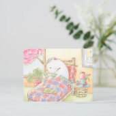 Carte Postale prompt rétablissement ours polaire bunny aquarelle (Debout devant)