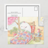 Carte Postale prompt rétablissement ours polaire bunny aquarelle (Devant / Derrière)