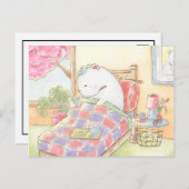 Carte Postale prompt rétablissement ours polaire lapin aquarelle (Devant / Derrière)