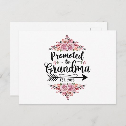 Carte Postale Promu Grand-mère 2025 Annonce de Grossesse (Devant / Derrière)