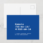 Carte Postale Prononciation de Kamala définition phonétique bleu (Devant / Derrière)