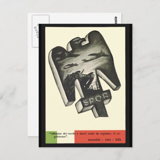 Carte Postale Propagande Mussolini (Devant / Derrière)