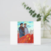 Carte Postale propagande originale Mao tse tung et Joseph Stalin (Debout devant)