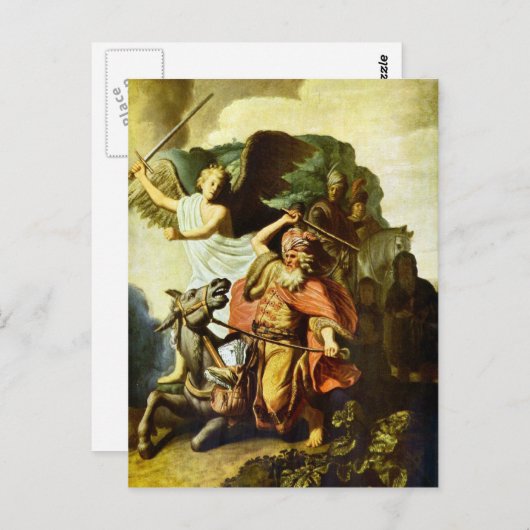 Carte Postale Prophet Balaam and the donkey by Rembrandt (Devant / Derrière)