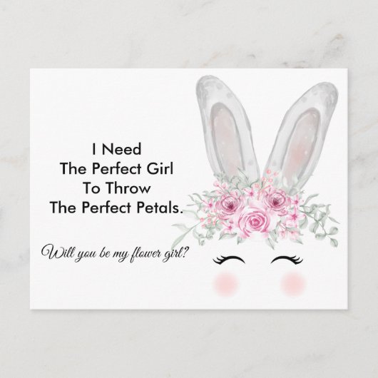 Carte Postale Proposition Chic Bunny Mariage Flower Girl (Devant)