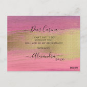 Carte Postale Proposition Chic Gold Et Rose Strot Bridesmaid (Dos)