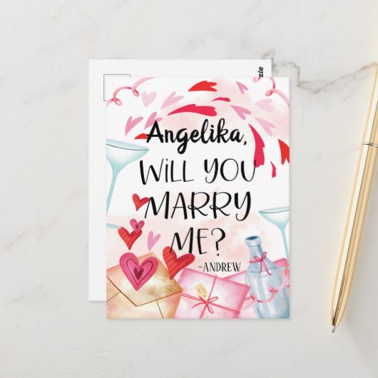 Carte Postale Proposition de marriage | You Marry Me ? Custom (Devant/Arrière en situation)