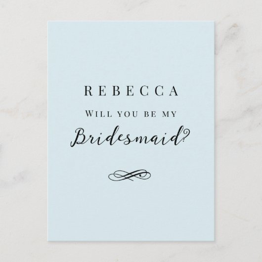 Carte Postale Proposition simple et élégante de Bridesmaid (Devant)