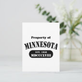 Carte Postale Propriété du Minnesota - texte noir (Debout devant)