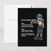 Carte Postale Pros et Cons Roller Derby Zombie (Devant / Derrière)
