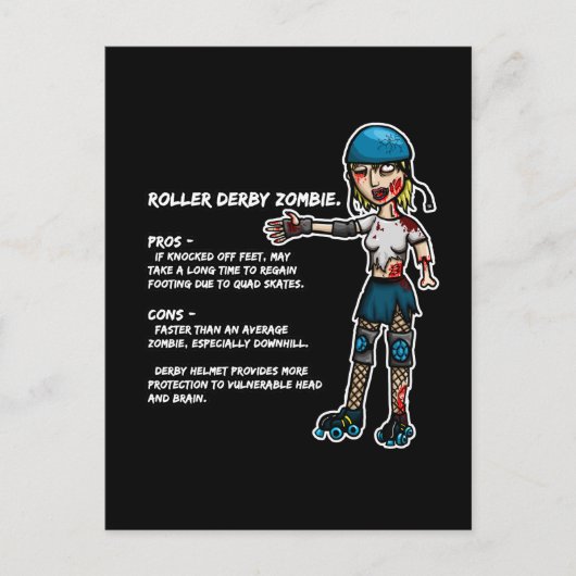 Carte Postale Pros et Cons Roller Derby Zombie (Devant)