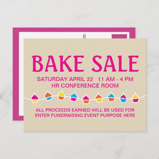 Carte Postale prospectus de vente de gâteaux (Devant / Derrière)