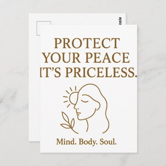 Carte Postale Protect Your Peace — Minimalist Self-Care Quote (Devant / Derrière)