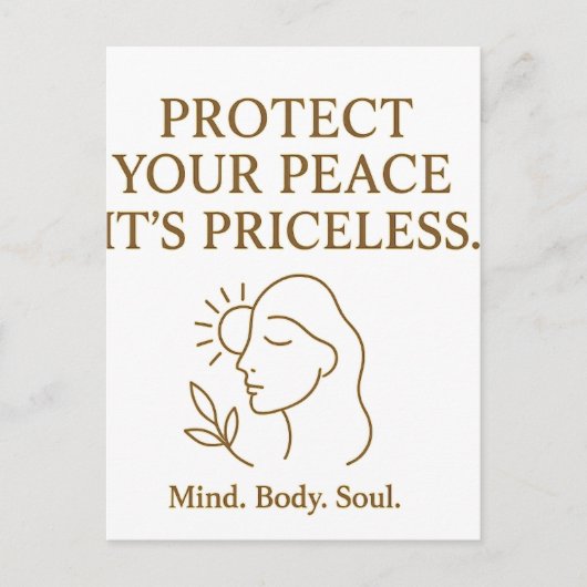 Carte Postale Protect Your Peace — Minimalist Self-Care Quote (Devant)