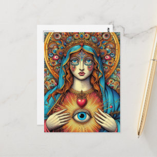 Carte Postale Protection contre le mal Cœur sacré de Marie