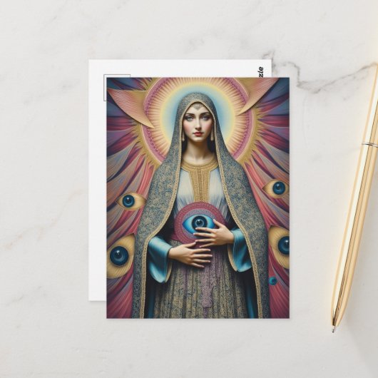 Carte Postale Protection contre Marie le mal (Devant/Arrière en situation)