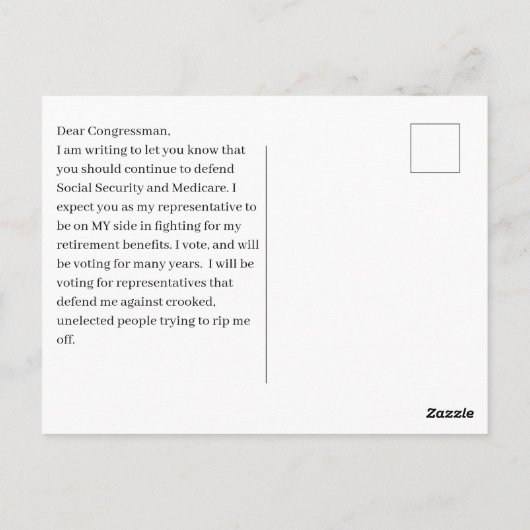 Carte Postale Protéger la sécurité sociale Politique (Dos)