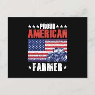 Carte Postale Proud American Farmer USA Flag Tractor Farm Farmin