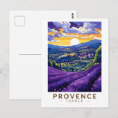 Carte Postale Provence France Lavande Voyage Art Rétro (Devant / Derrière)