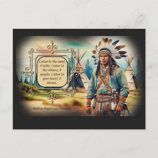 Carte Postale Proverbe amérindien - écoutez le vent (Devant)