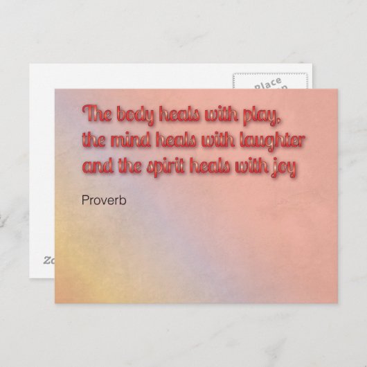 Carte Postale Proverbe de guérison (Devant / Derrière)