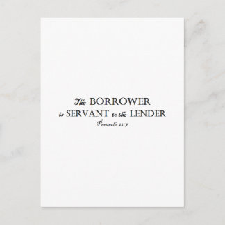 Carte Postale Proverbes 22:7 L'emprunteur est serviteur chrétien