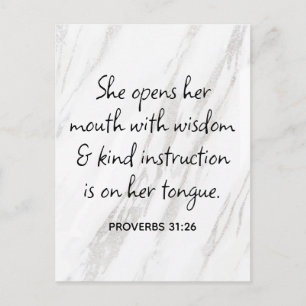 Carte Postale Proverbes 31:26 Bible Verse Marble Glam
