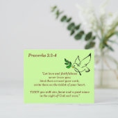 Carte Postale Proverbes 3:3-4 Fidélité Verset biblique à mémoris (Debout devant)