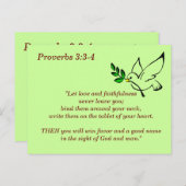 Carte Postale Proverbes 3:3-4 Fidélité Verset biblique à mémoris (Devant / Derrière)
