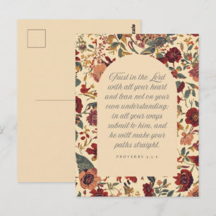 Carte Postale Proverbes 3:5–6 Ayez confiance dans le Seigneur Fl