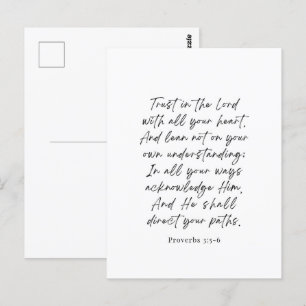 Carte Postale Proverbes 3:5-6 Confiance dans le Seigneur