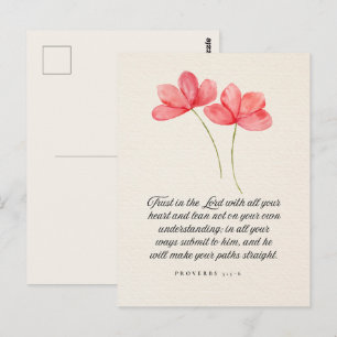 Carte Postale Proverbes 3:5–6 Confiance dans le Seigneur Floral 