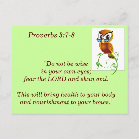 Carte Postale Proverbes 3:7-8 Bible Verset Memory Card (Devant)