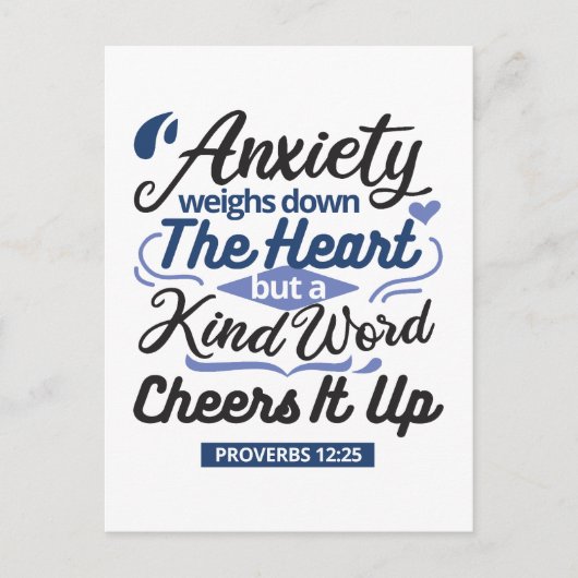 Carte Postale Proverbs 12:25 Bible Verse – Kind Word Art (Devant)