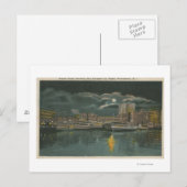 Carte Postale Providence, RI - Vue nocturne de la ville et du fr (Devant / Derrière)