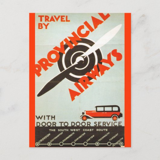 Carte Postale Provincial Airways (Devant)