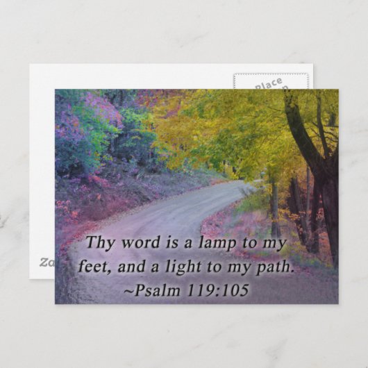 CARTE POSTALE PSALM 119:105 THY WORD - LIGHT TO MON CHEMIN - (Devant / Derrière)