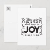 Carte Postale Psalm 126:5 Scripture Typography – Reap in Joy (Devant / Derrière)