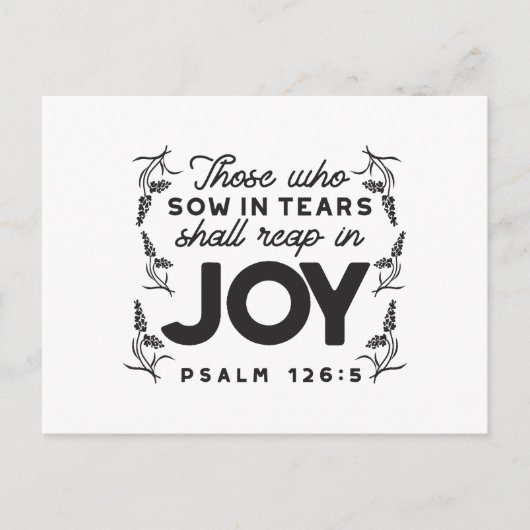Carte Postale Psalm 126:5 Scripture Typography – Reap in Joy (Devant)