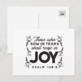 Carte Postale Psaume 126:5 Typographie des Écritures – Moissonne (Devant / Derrière)