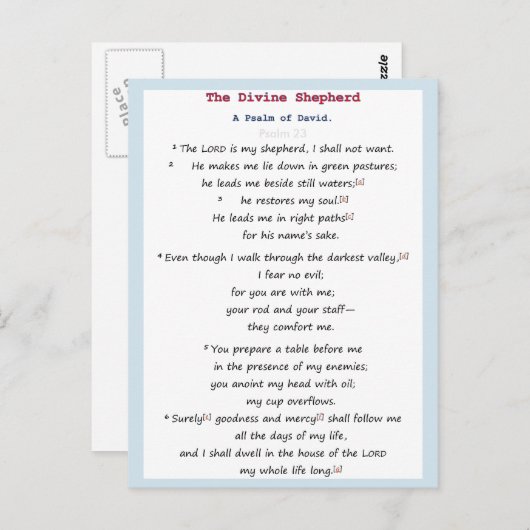 Carte Postale Psaume 23 (Devant / Derrière)