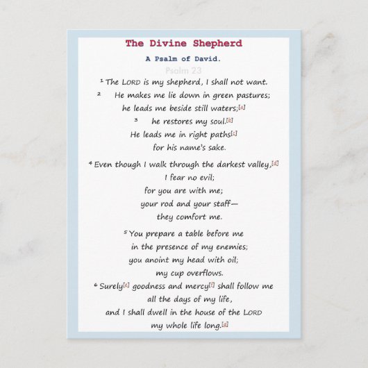 Carte Postale Psaume 23 (Devant)